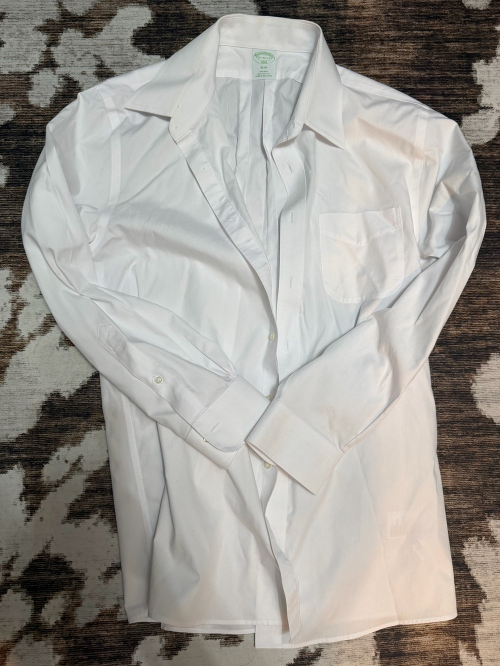 Brooks Brothers White Men's Dress Shirt - Classic Pocket Button-Up